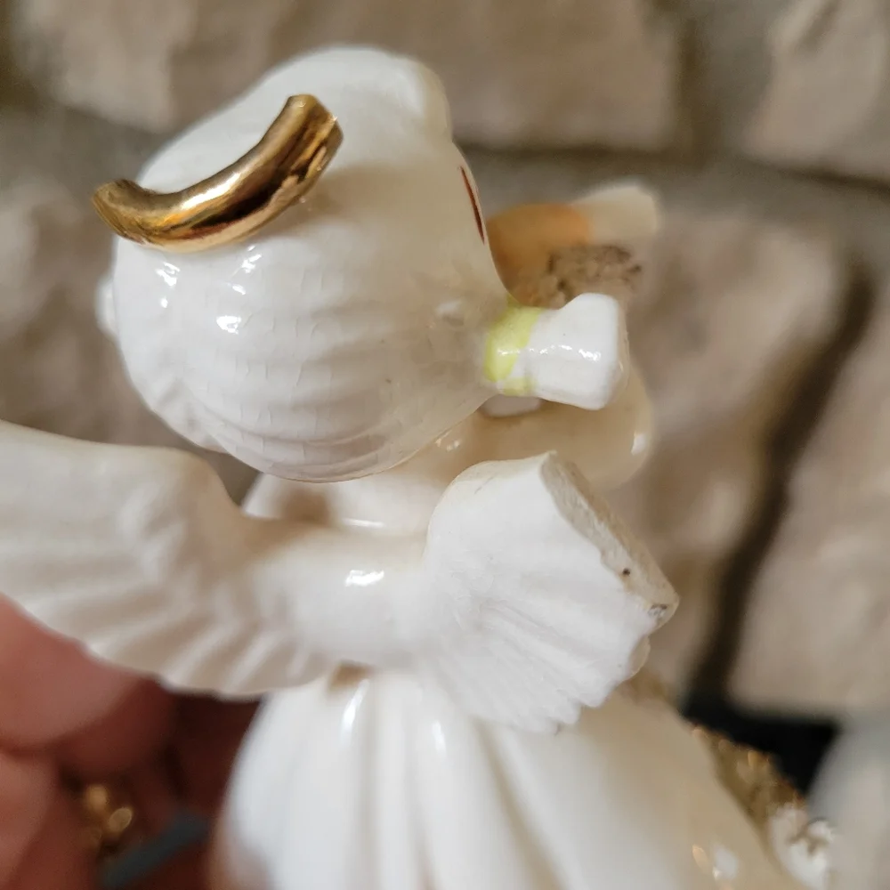 Lefton Exclusive January Girl Angel Figurine ~ Cute! ~ Broken Halo & Wing 😥